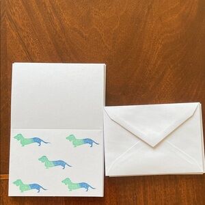 Dachshund Stationery Set - White with Green and Blue Accents